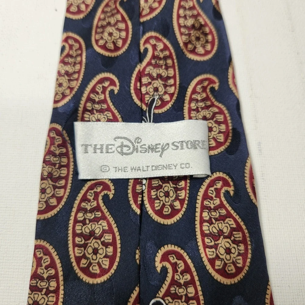 Vintage Disney Mens Mickey Mouse Necktie Blue Paisley Tie 100%‎ Silk